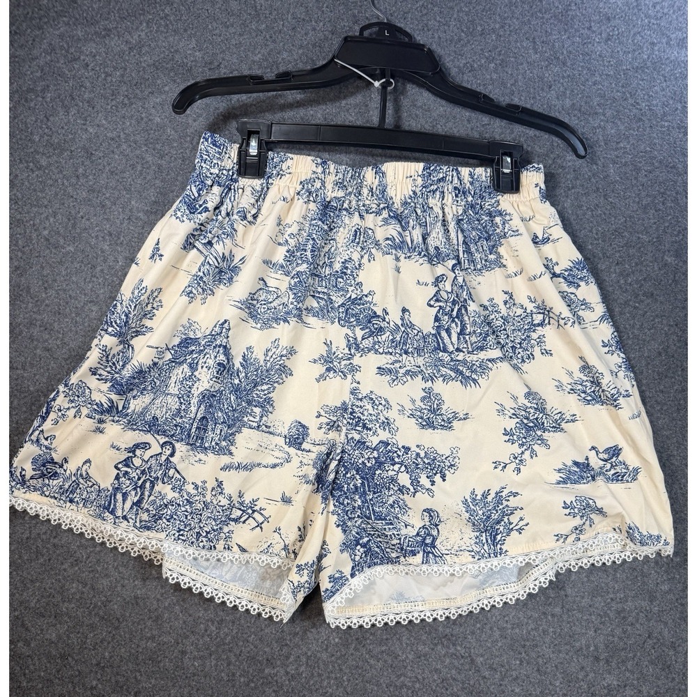Cider Toile Print Lace Trim Shorts Size XL